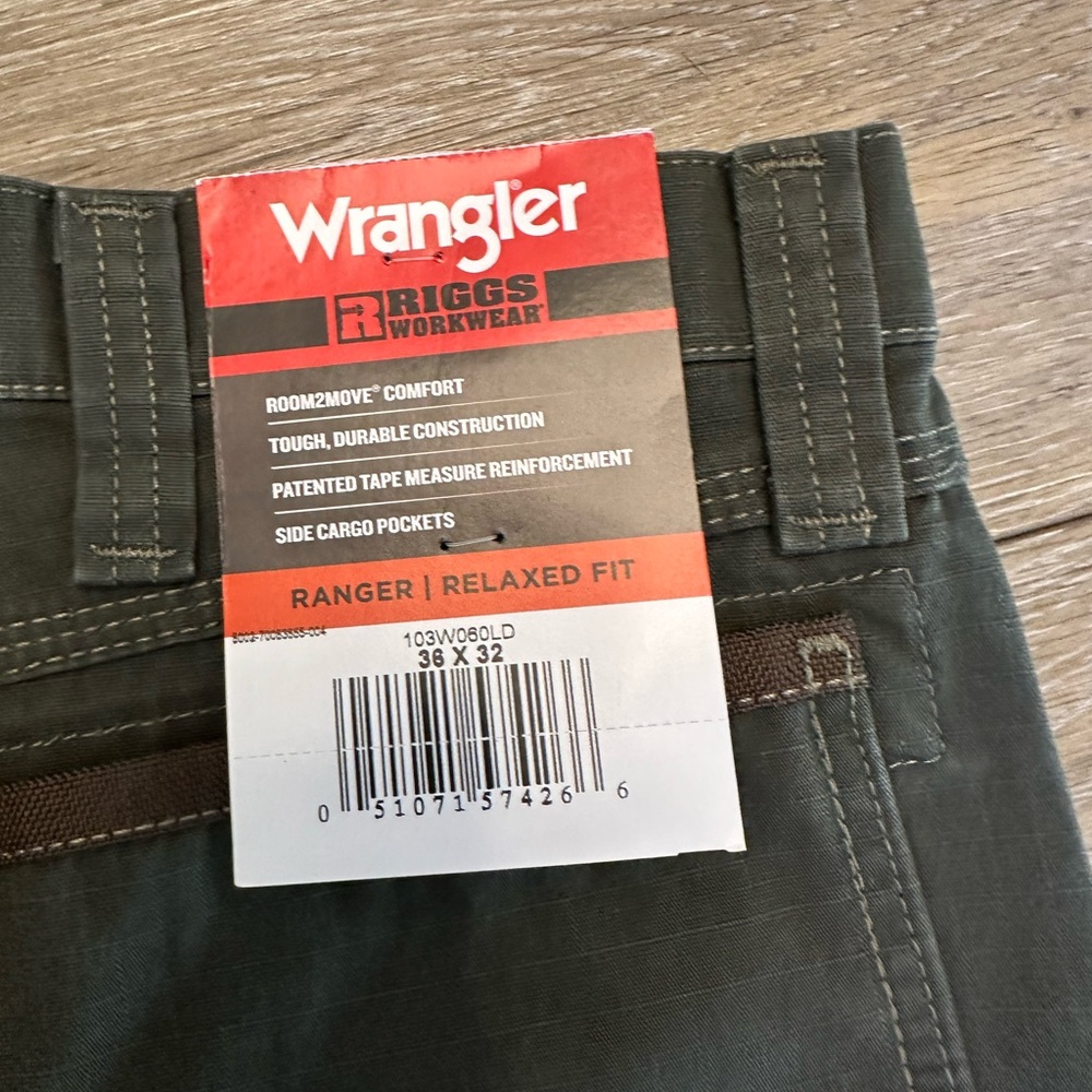 Wrangler Riggs Workwear Ripstop Ranger Olive Green Cargo Pants - Picture 2 of 4